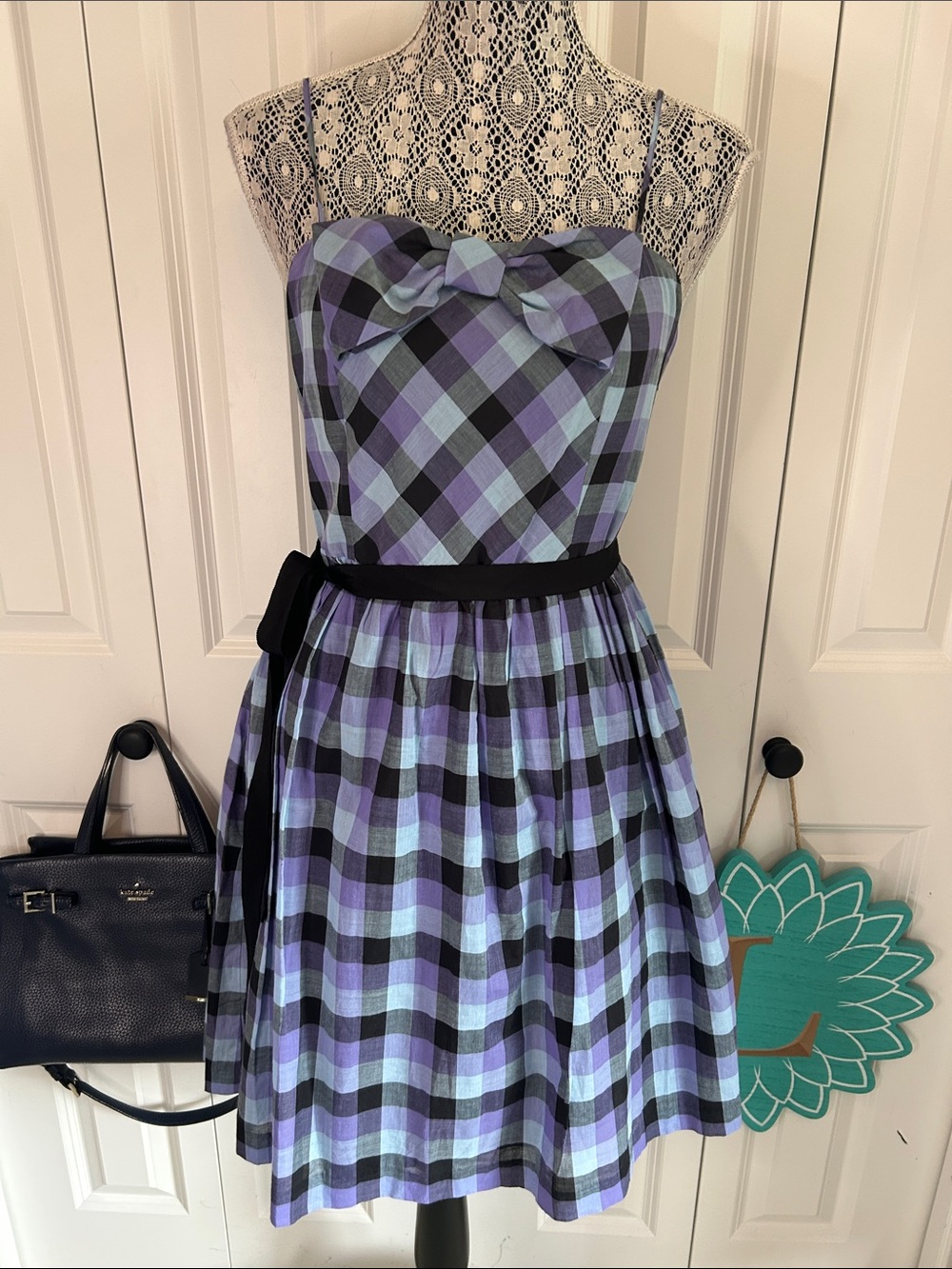 🔥 NWT Kenzie Girl Plaid Bow Sweetheart Skater Dress - Size Large